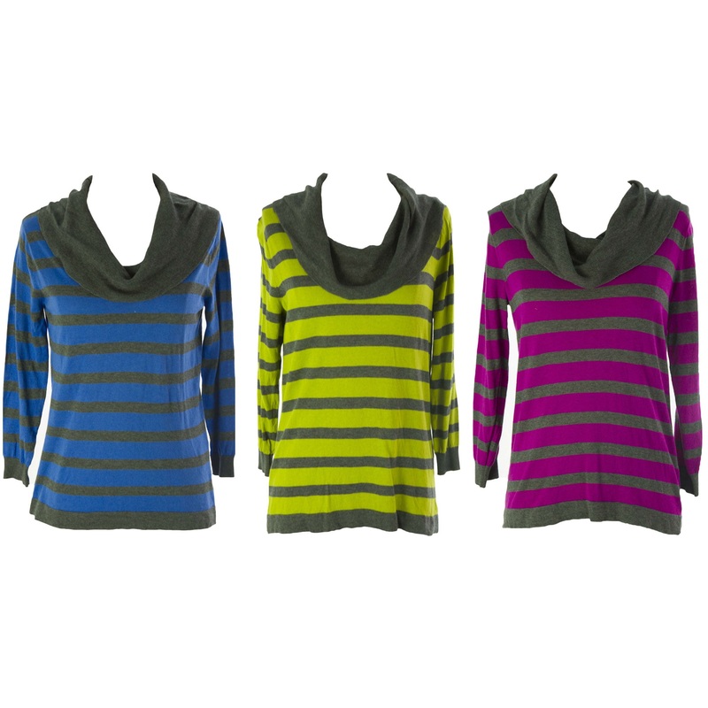 August Silk Women’s Striped Cowl Neck Sweater NWT $58 Small Tahitian Magenta