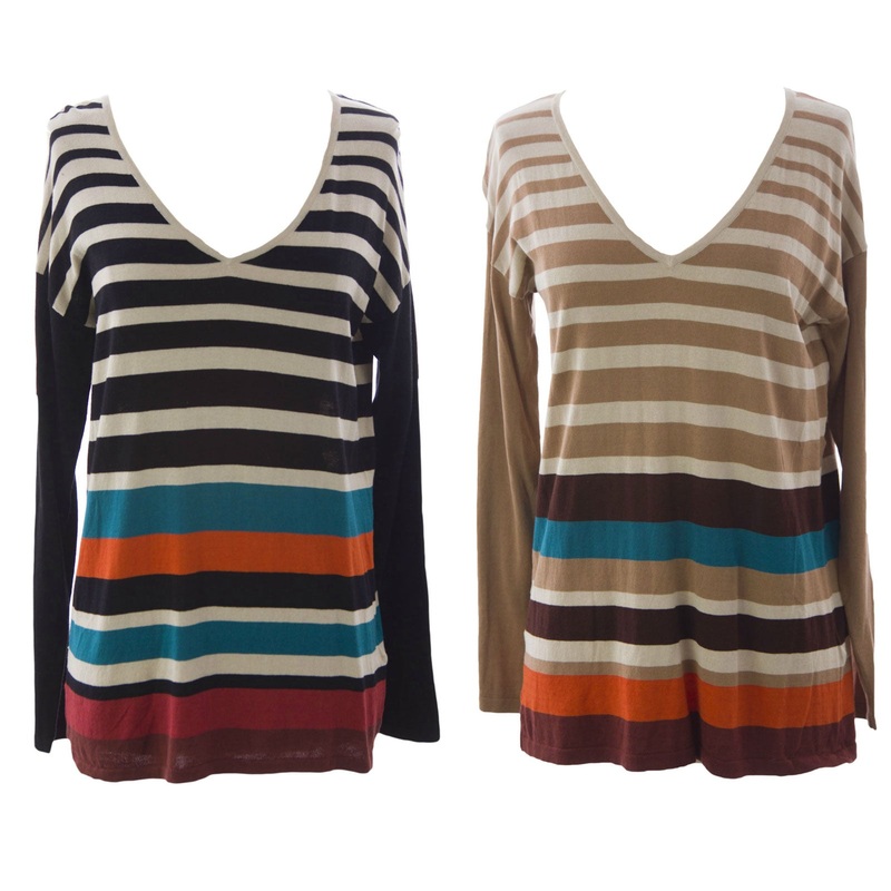 August Silk Women’s Striped Raglan Sweater NWT $58 Medium Khaki Combo