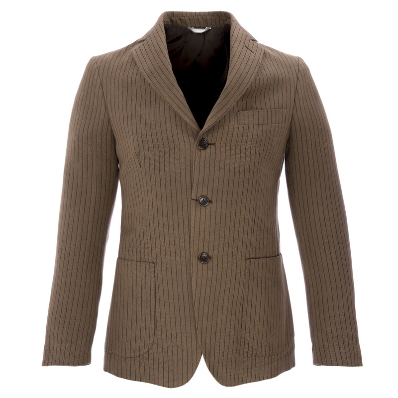 KRIZIA UOMO Brown & Navy Blue Pinstripe Soft Corduroy Blazer G90031084 $366 NWT Large Brown & Navy
