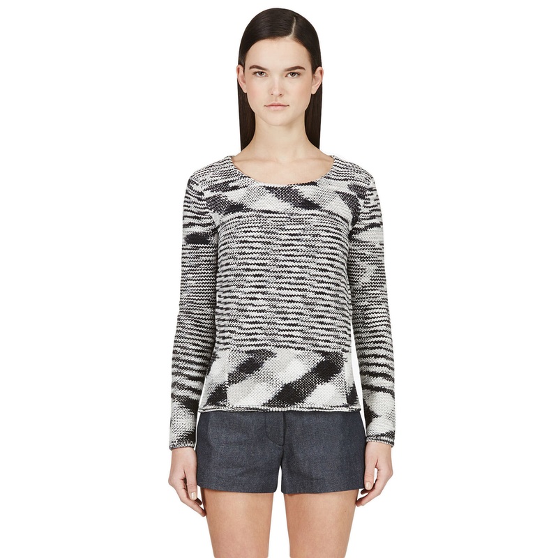 SURFACE TO AIR Women’s Paper White/Black Life Knit Sweater $255 NEW 4 Black/White