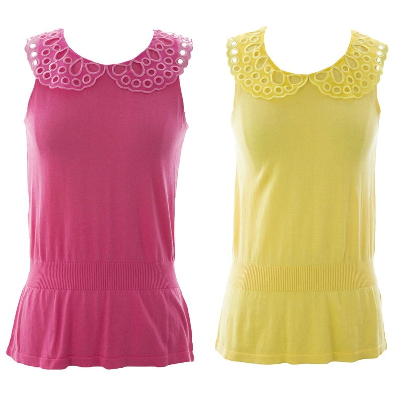 August Silk Women’s Eyelet Collar Sleeveless Sweater NWT $58 Small Kinetic Pink