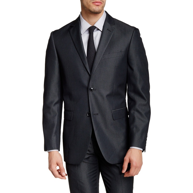Perry Ellis Mens Charcoal Twill Slim Fit Stretch Two-Button Suit Jacket $260 NEW 44R Charcoal Twill