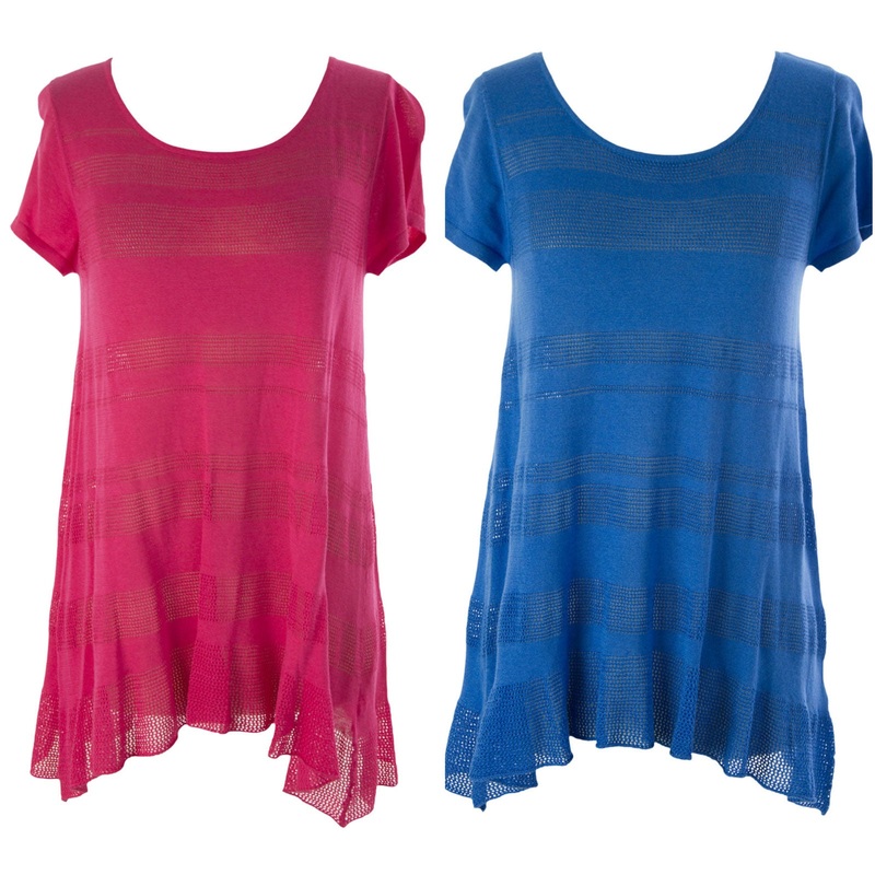 August Silk Women’s Stripe Crochet Tunic Sweater NWT $68 X-Large Mambo Rose
