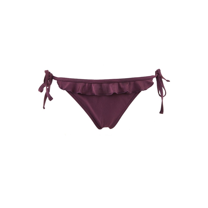 PEEK & BEAU Women’s Red Hi Shine Wine Frill Bikini Brief NWT Large WIne