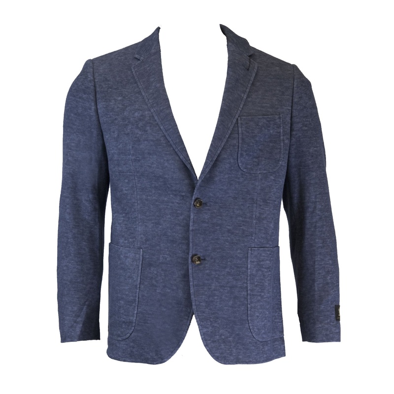 1 LIKE NO OTHER Men’s Blue Cotton Linen Blend Sports Coat $495 NWT Large Blue