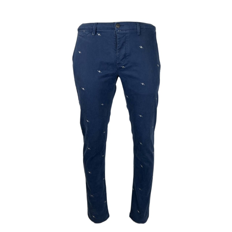 MACCHIA J Men’s Blue Straight Leg Denim Embroidered Pants Sz 34 NWOT 34 blue