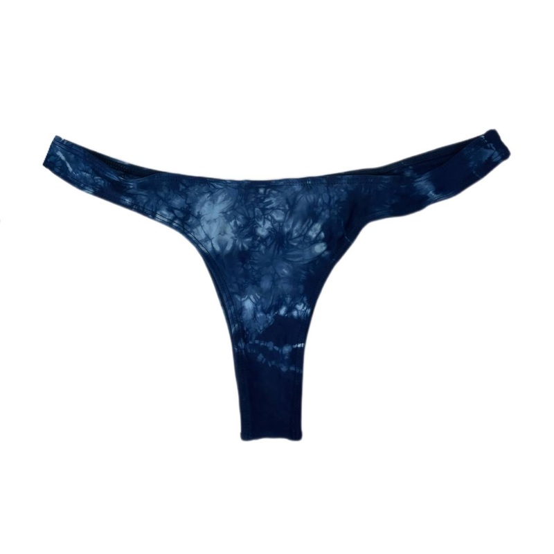 Frankies Women’s Tie Die Blue Sunny Thong Swim Bottom Size L NWT Large Tie Die Blue