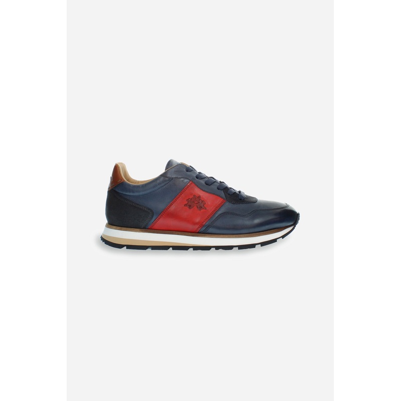 Herren-Sneaker aus Leder – San Telmo BLUE/RED 40