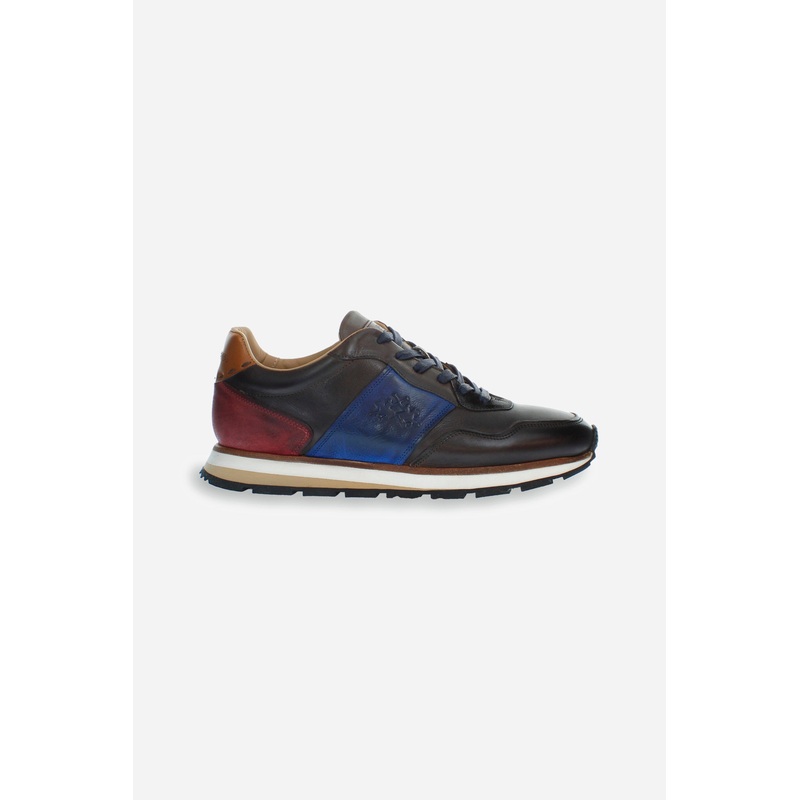 Herren-Sneaker aus Leder – San Telmo DARK BROWN/BLUE 40