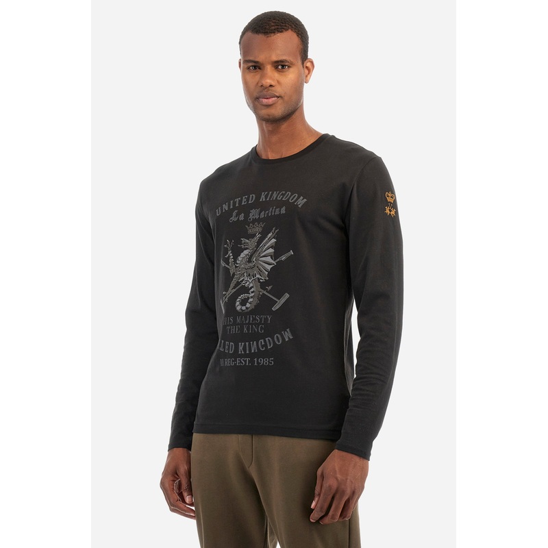 Langrmliges T-Shirt aus Baumwolle, Regular Fit  Zaine Black S