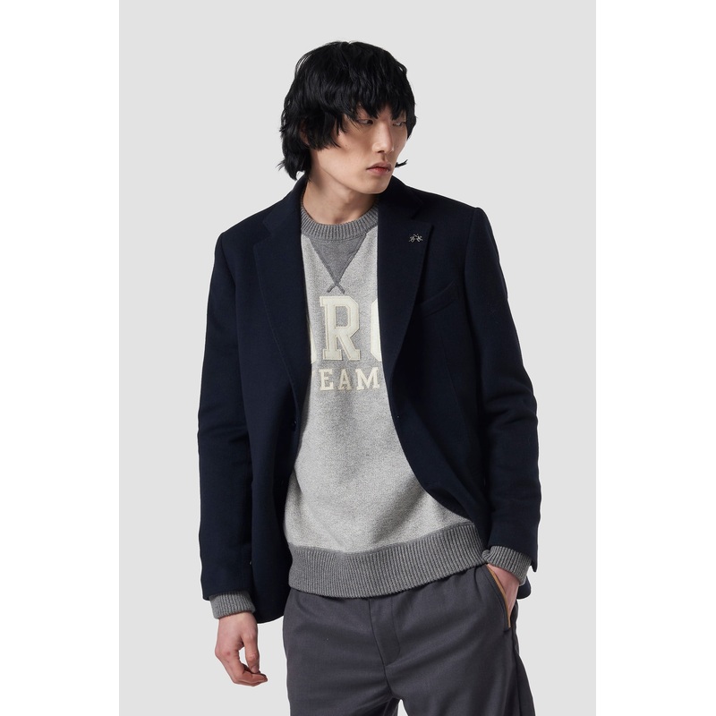 Blue Ribbon Herren Blazer Jacke Wolle und Kaschmir Regular Fit Navy 46