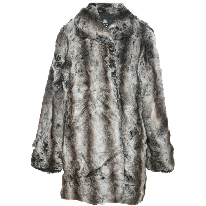 Leopard Pattern Faux Fur Coat – L