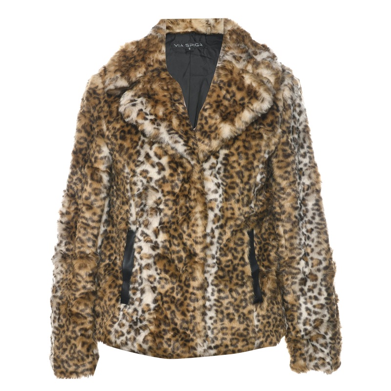 Leopard Pattern Faux Fur Coat – S