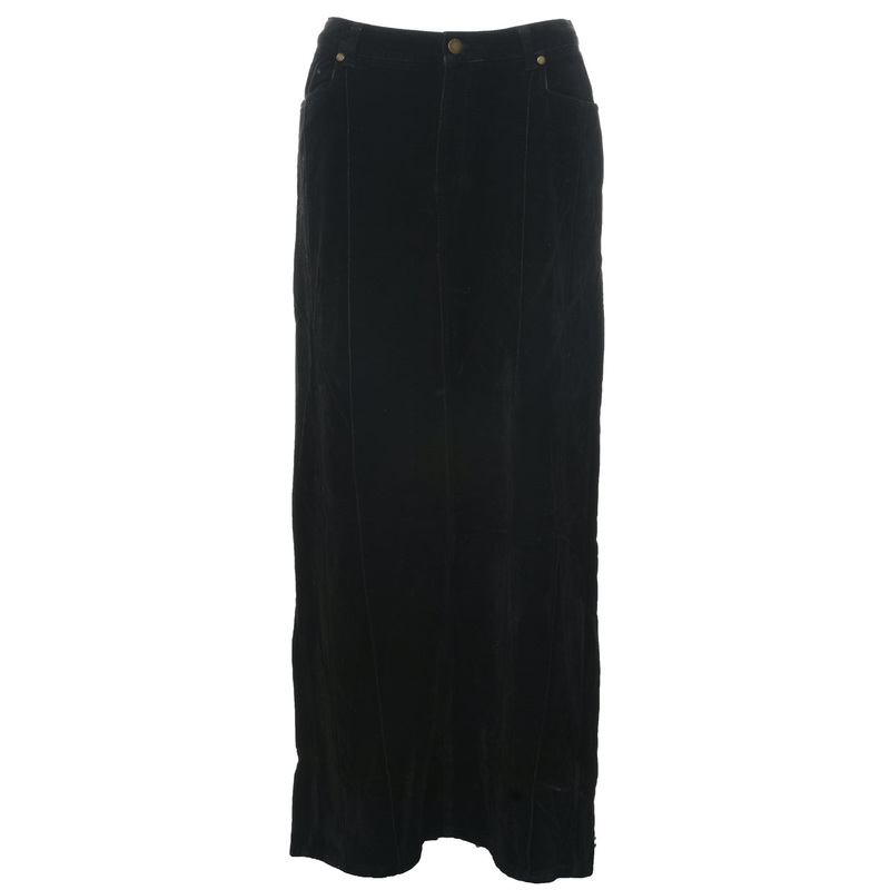 Velour Black Midi Skirt – M