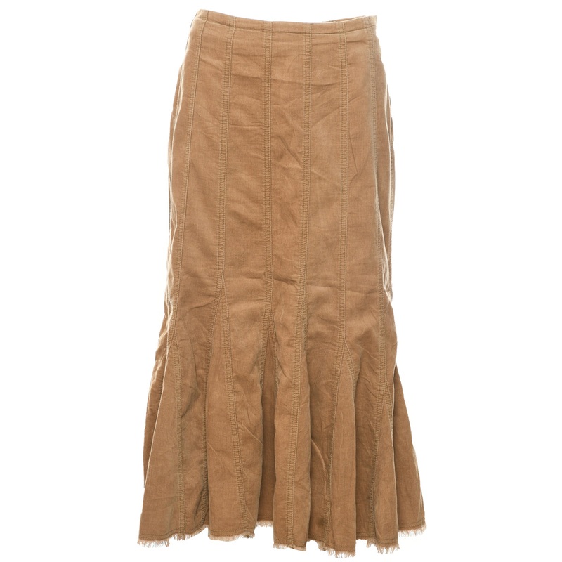 Y2K Corduroy Brown Midi Skirt – L
