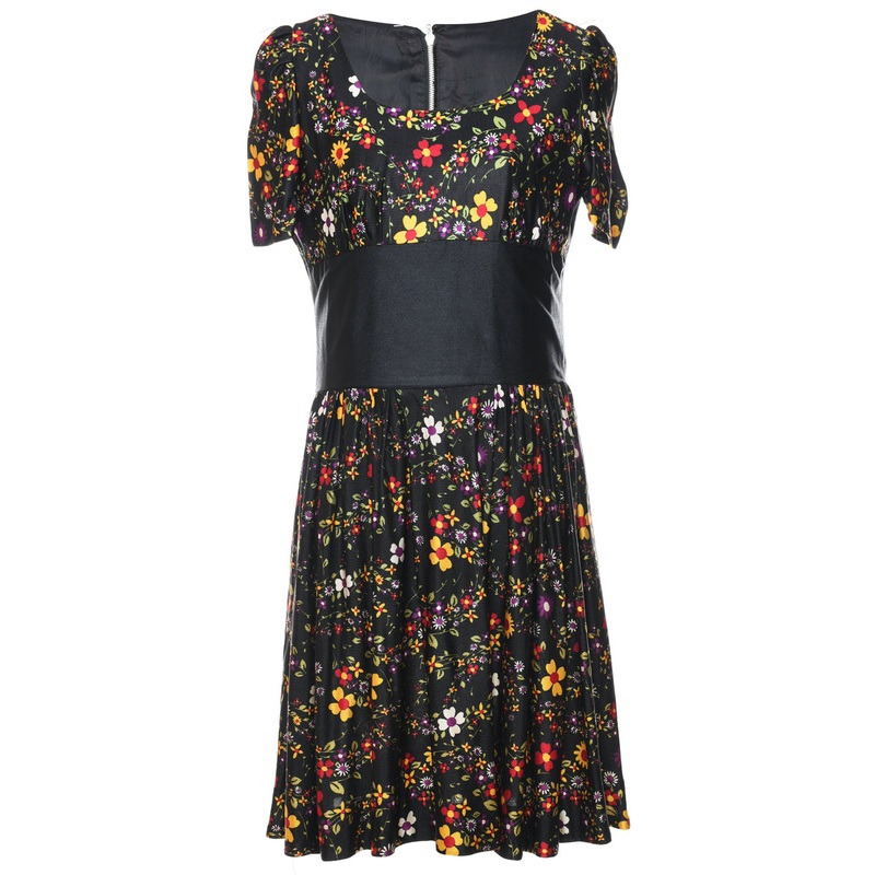 1970s Floral Print Multi-Colour Dress – M