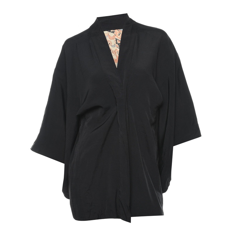 Black Cropped Kimono – L