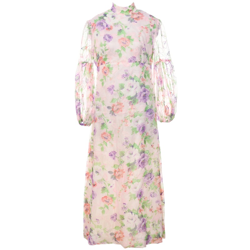 1970s Floral Print Maxi Dress – M