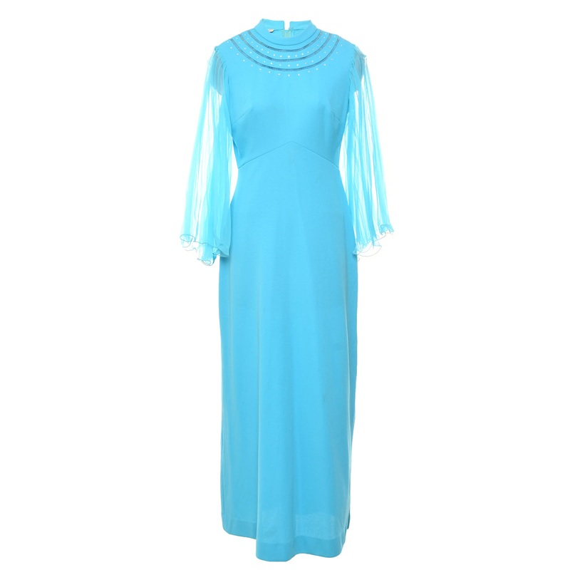 1970s Light Blue Maxi Dress – M