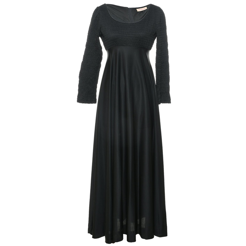 1970s Smoked Black Maxi Dress – M