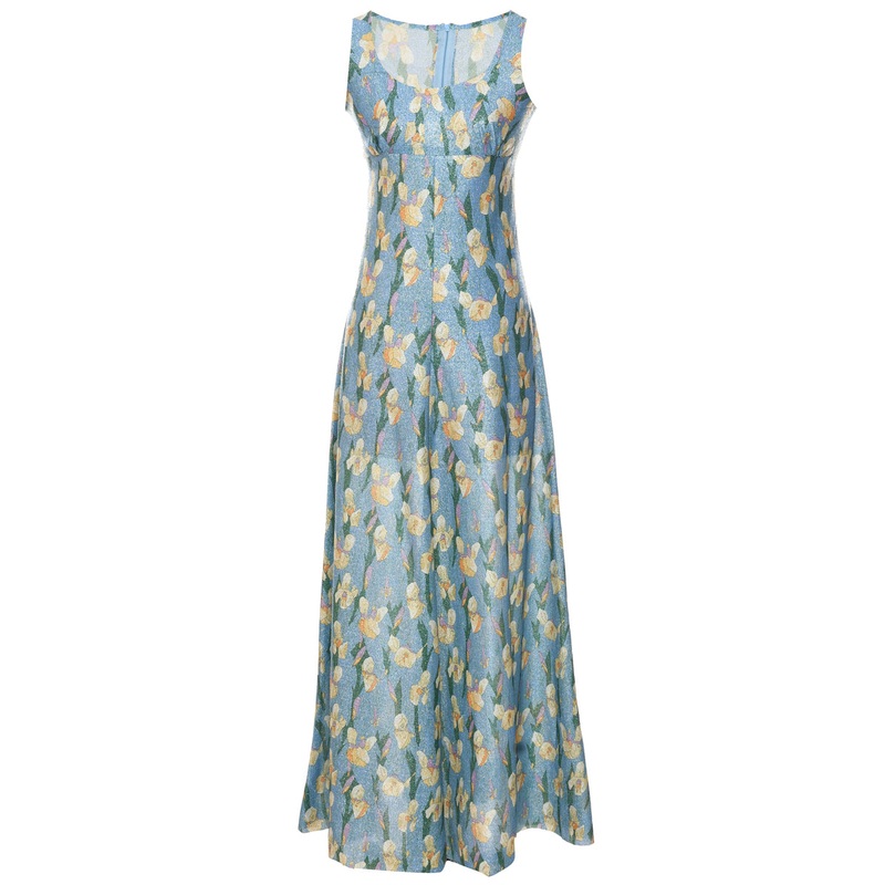 1970s Lurex Thread Pattern Maxi Dress – XS