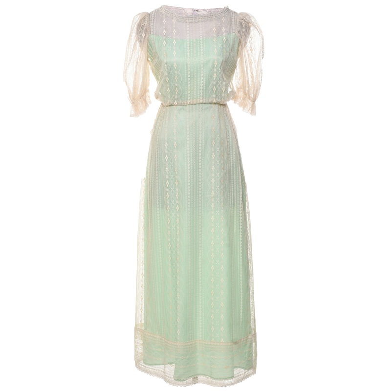 1970s Off White Maxi Dress – XS
