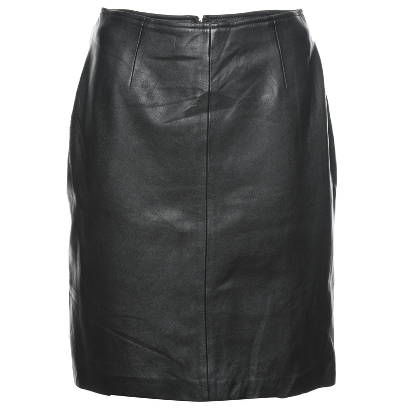Black Pencil Shape Leather Skirt – M
