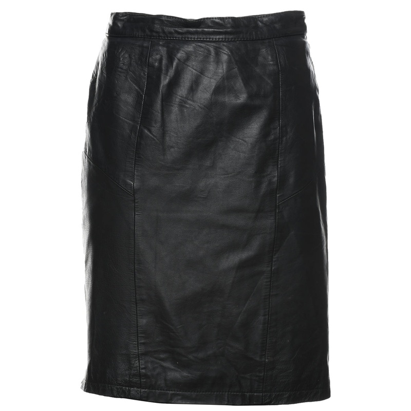 Black Pencil Shape Leather Skirt – S