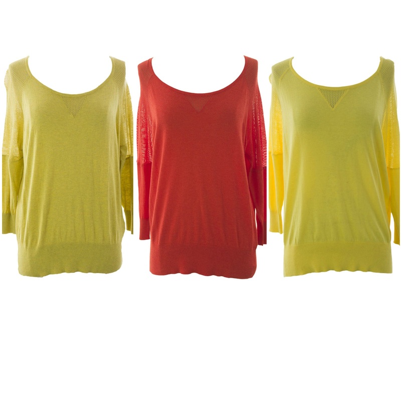 August Silk Women’s Mesh Inset Boat Neck Sweater NWT $58 Small Loco Lemon